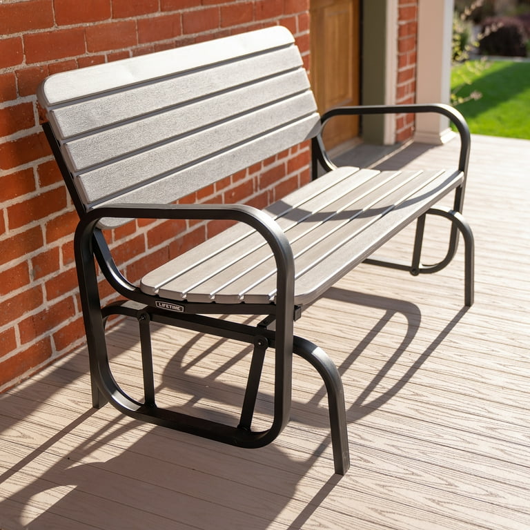 Lifetime Polyethylene Outdoor Glider Bench Gray 60361