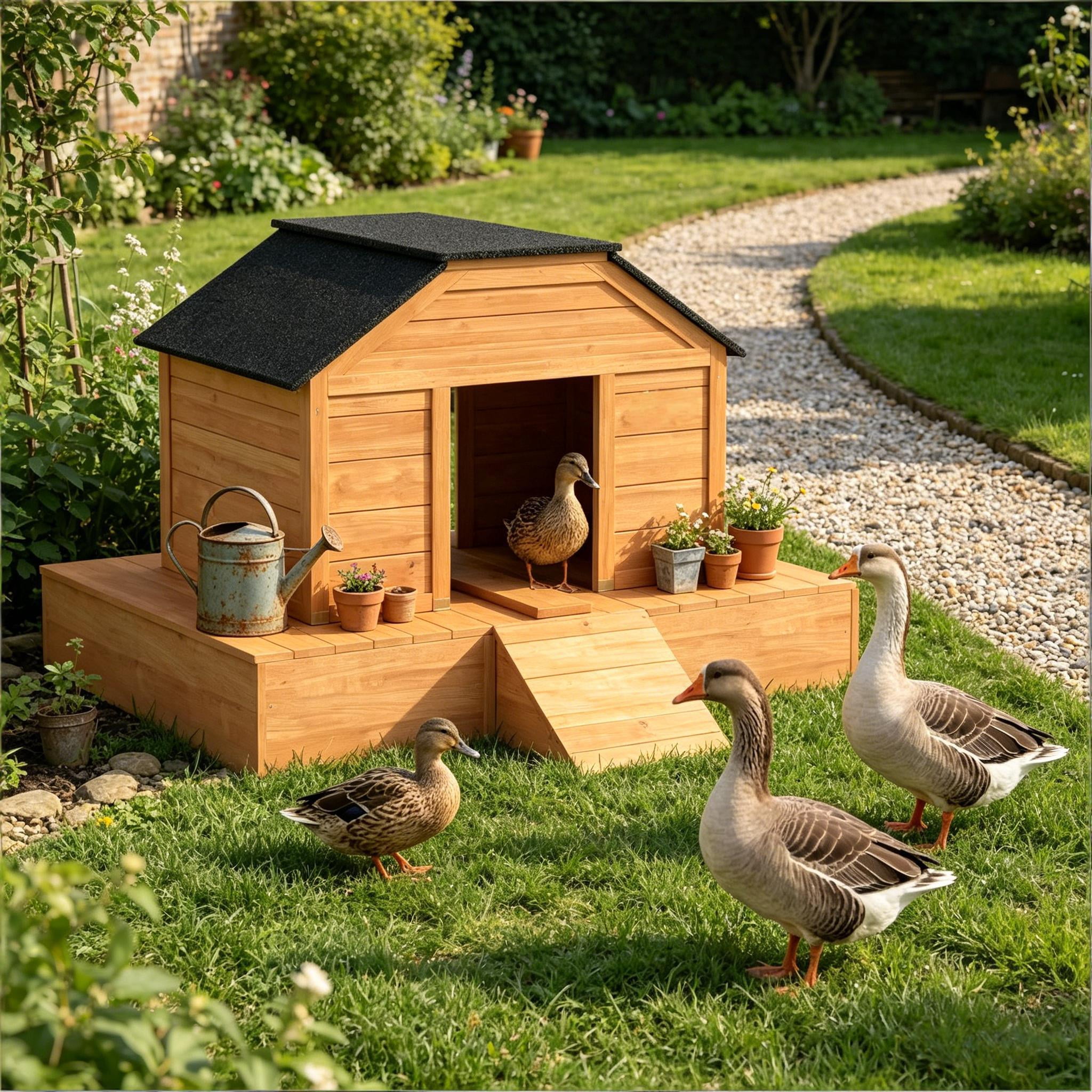 Poultry Cage with Dual Doors,Duck Coop,Outdoor Duck House,Pet House
