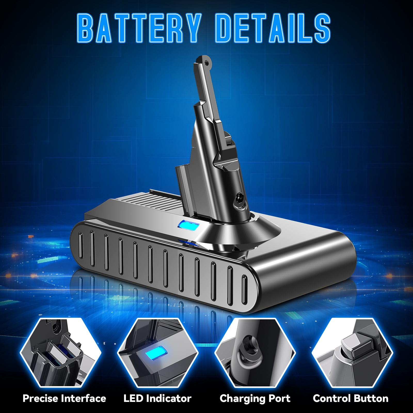 7000mAh Replacement Battery for Dyson V8 Battery Compatible with Dyson V8 Vacuum Cleaner Series Absolute Animal V 8 Motorhead V 8 Absolute Pro SV10