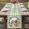thumbnail image 4 of Easter Bunny Table Runner - 36 Inch Long Spring Easter Eggs Chick Floral Sage Green Check Cotton and Linen Blended Dress Scarves Farmhouse Table Runner for Kitchen Dining, Coffee Table, 13" x 36", 4 of 8