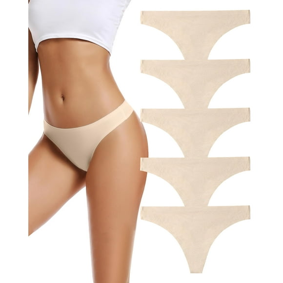 Tangas para mujer Voenxe Nude Seamless Comfortable, paquete de 5