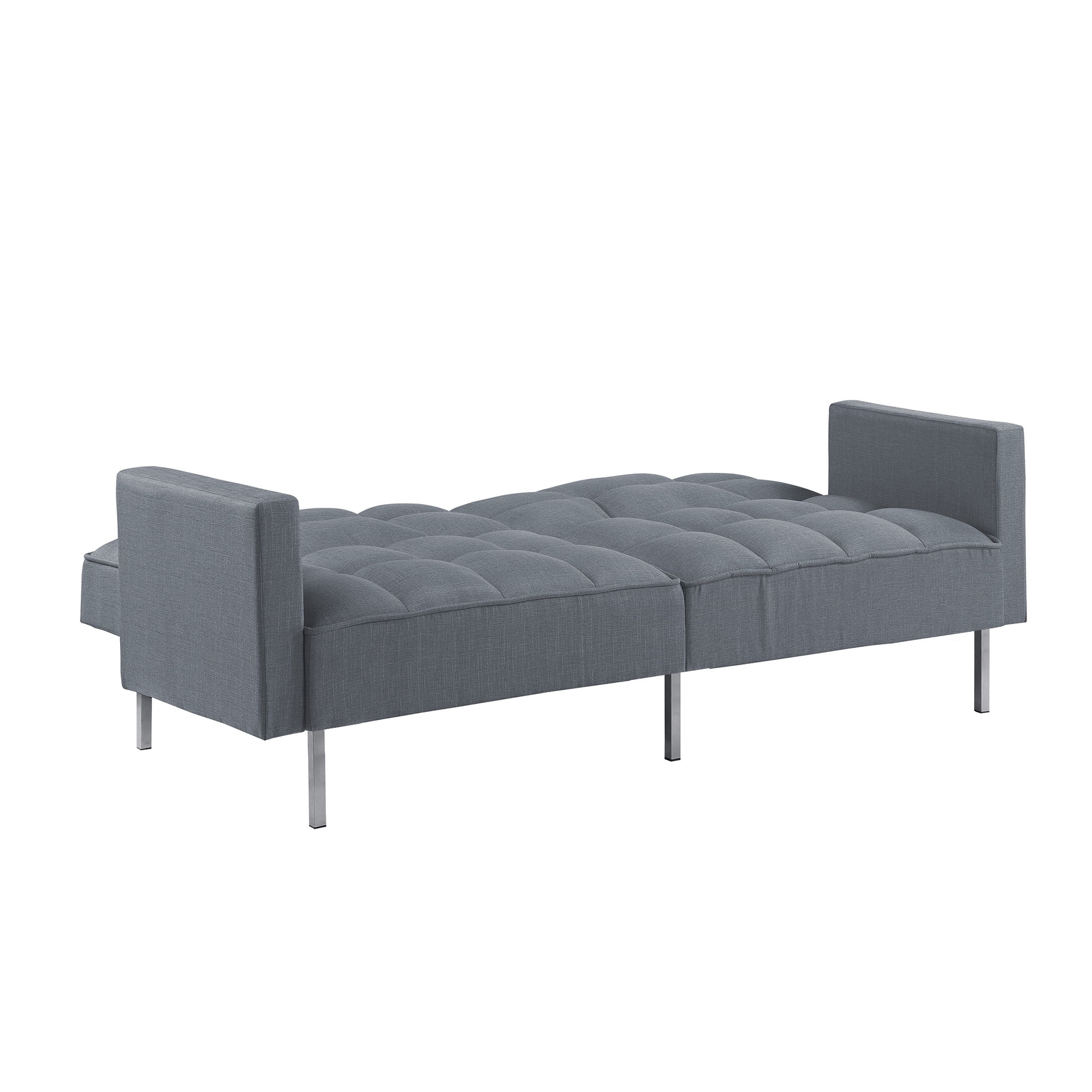 Aukfa 76" Futon Convertible Sofa Bed, Arm Couch for Home Office, 2 Pillows, Linen, Gray
