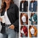 thumbnail image 5 of Chaqueta de pana para mujer, color sólido, cuello vuelto, manga larga, botón, abrigo informal de inv Abanopi Camello/Pequeña, 5 of 7