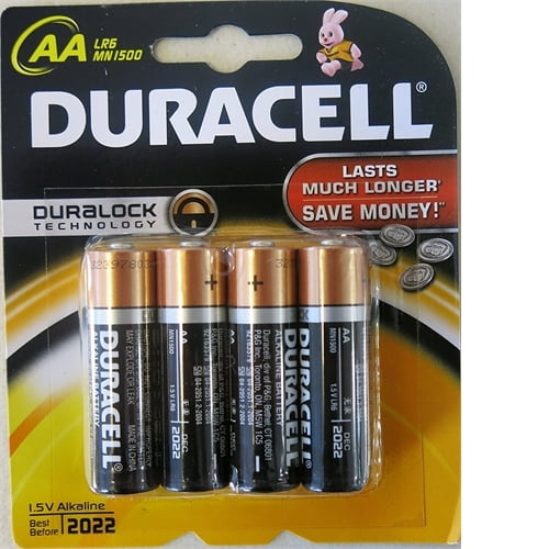 Duracell AA Alkaline Battery, 4Pack Alkaline Charge Batteries AA4E