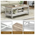 thumbnail image 4 of Coffee Table for Living Room,Modern Farmhouse Coffee Table with Storage,2-Tier Center Table for Living Room Wood Living Room Table Accent Cocktail with Sturdy Frame,black, 4 of 17