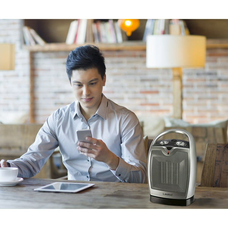 Lasko Oscillating Ceramic Tabletop Electric Space Heater with Adjustable  Thermostat, Gray, 5409 - Walmart.com