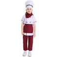 thumbnail image 2 of YMNXA Kids Girls Boys Chef Outfits Short Sleeve Top And Pants Comfortable Fashion Sets For Dress Up And Pretend Play,Red,12-24 Months, 2 of 6