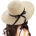 thumbnail image 4 of Sombrero de Paja para Mujer Sombreros Plegables de Playa con Lazo de Verano Protección UV UPF50+ Ala Ancha Floppy Señoras Hombres Sombrero de Paja Accesorios de Playa para Vacaciones Plegables, 4 of 4