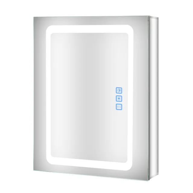 Fundin Aluminum LED Bathroom Mirror Cabinet with Defogger, Dimmer, Outlet and USB charger ...