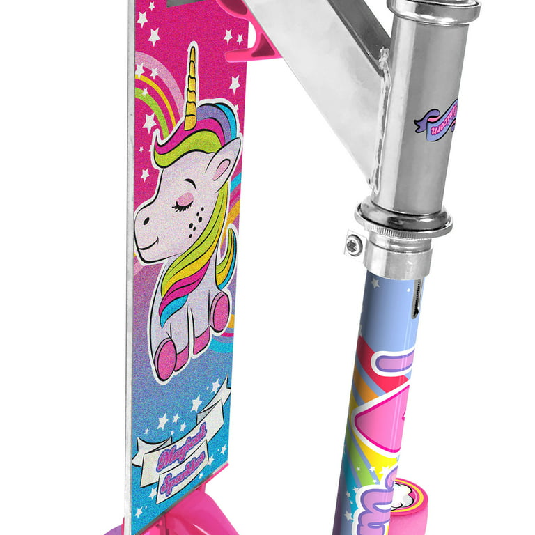 OZBOZZ Unicorn Foldable up with Sparkles Magical Ages Light-up and 5 Scooter Kick Wheels