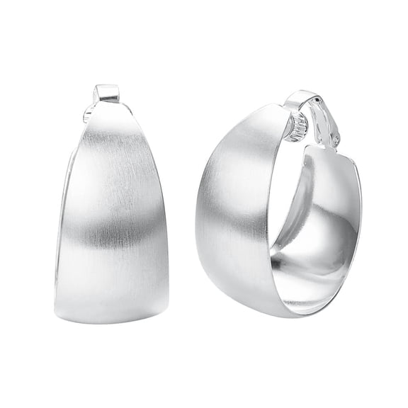 Yoursfs Silver Clip on Hoop Earrings for Women Platinum Plated Thick Large Size Clip on Earrings