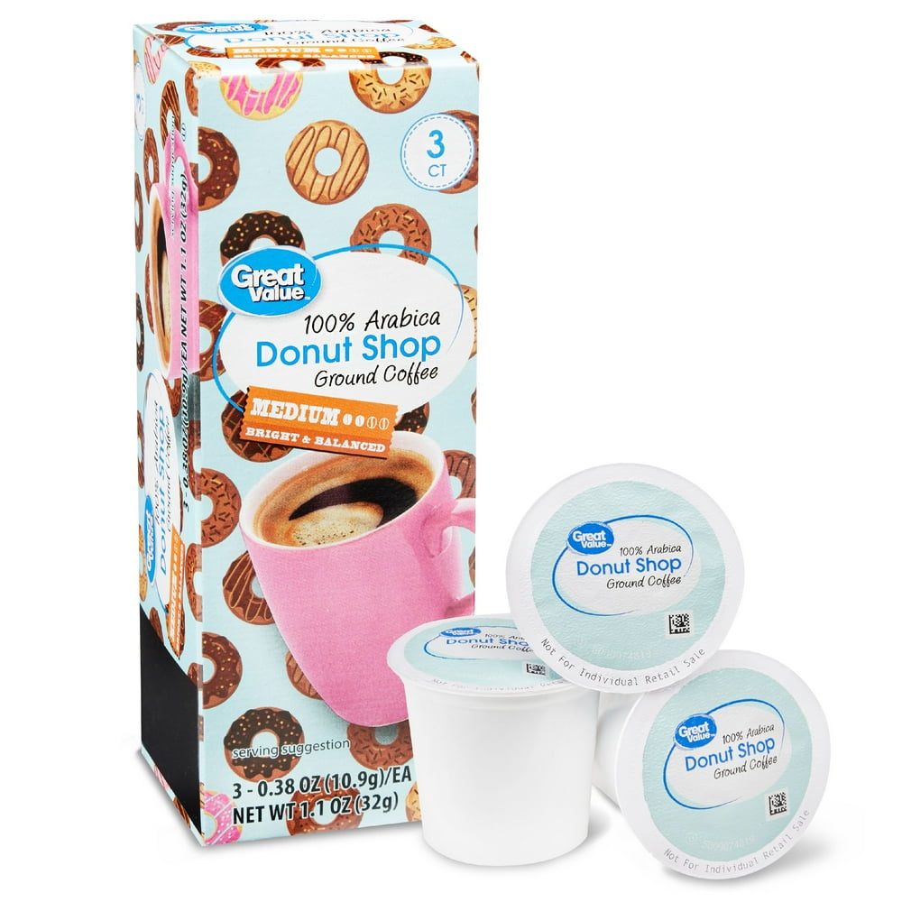 Great Value Donut Shop Coffee Pods, Medium Roast, 3 Count