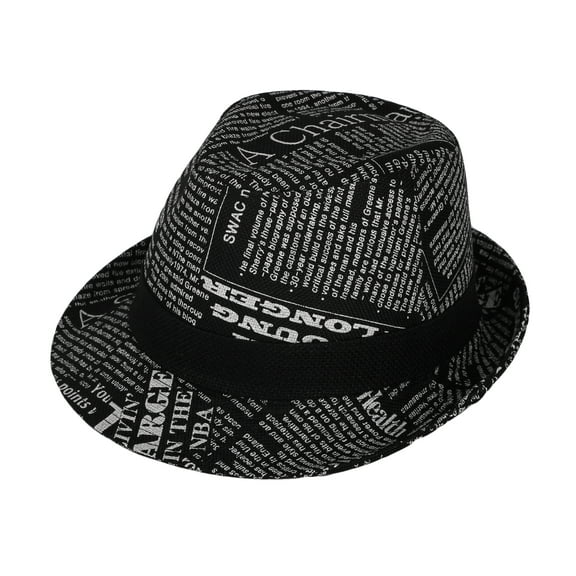 WITHMOONS Cotton Fedora Hat Cool Structured Gangster Trilby Band DW61204 (Black)