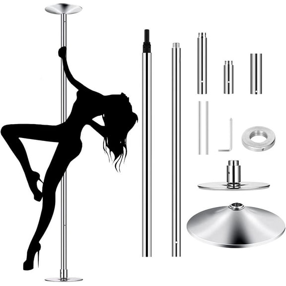 Moclever Stripper Poles for Home, Static Spinning Pole Dance Pole 45 mm Removable Dancing Pole for Home Bedroom Gym Party Club Exercise, Rotating Dance Pole 88-108.1in Adjustable Height Load 550 LBS