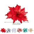 CENSENFA 1Pc 9.8" Glitter Decorated Large Poinsettias Decorative