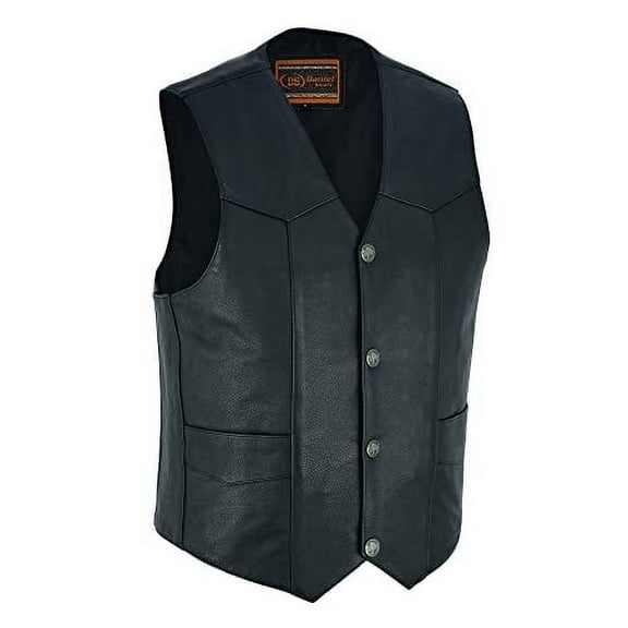 Daniel Smart XS to 9XL Motorcycle Leather Vest For Men Biker Vest with Unique V Shaped Neck Design
