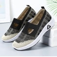 thumbnail image 4 of BRGZLK Women's Orthopedic Walking Shoes Trendy Novelty Hollow Out Lightweight Loose Fit Casual Mesh Slip On Flats Woven Breathable Soft Sole Sneakers Black 5.5, 4 of 8
