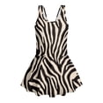 thumbnail image 4 of Xixirimido Black Zebra Stripe Print Modest Girls’ Swimwear One Piece – Hawaiian Skirted Bathing Suit with Built-in Shorts, Sleeveless UPF 50+ Swimsuits, 10-11 Years, 4 of 7