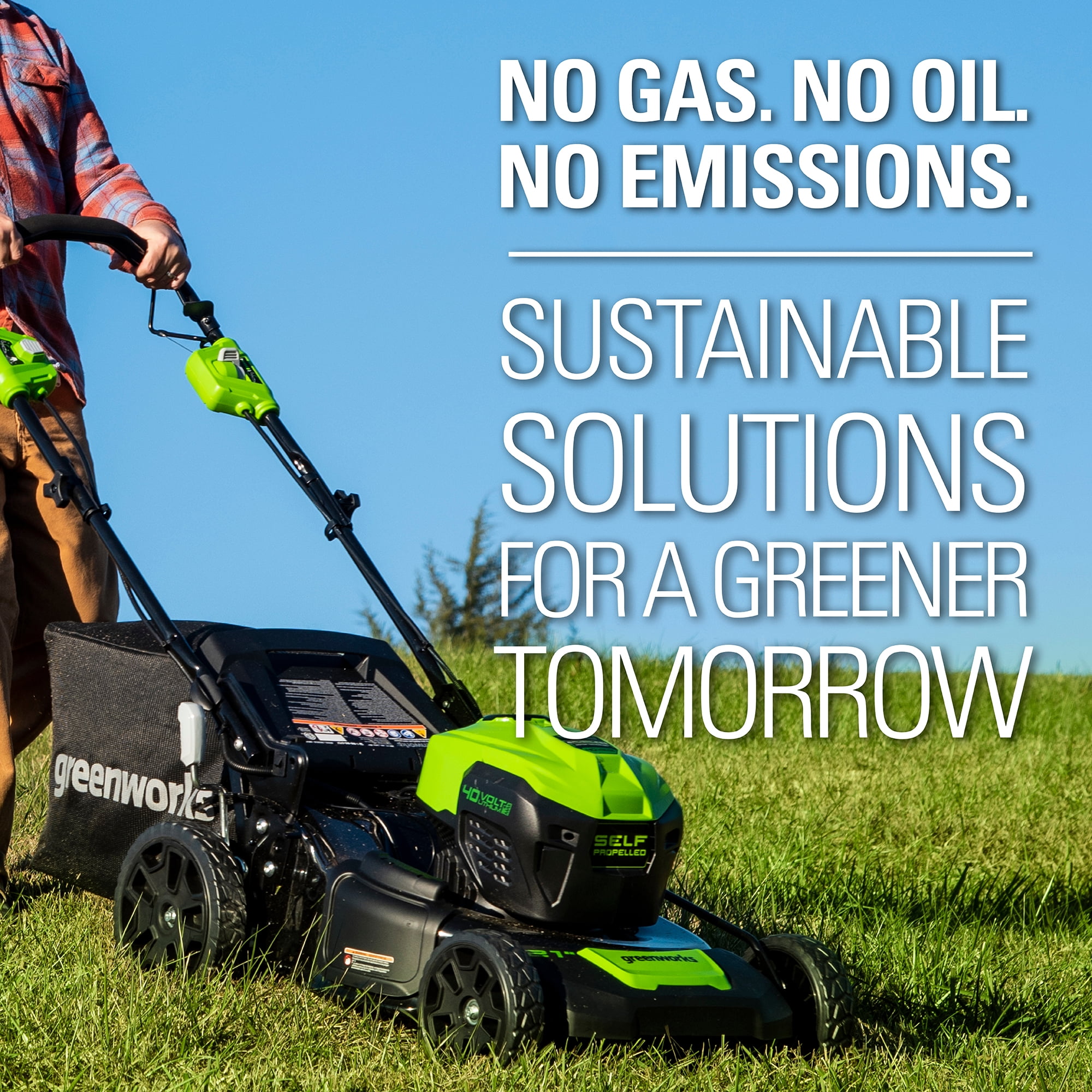 Greenworks 21 40V Brushless Self Propelled Electric Lawn Mower Cordless Power with 5.0 Ah Battery Charger Included Walmart
