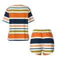 thumbnail image 5 of Picia Colorful Pastel Stripes Pajamas Sets for Women Soft Short-Sleeved Pjs with Lounge Shorts Two Piece Sleepwear-XX-Large, 5 of 9