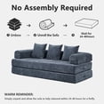thumbnail image 5 of AOOWOW 82.5” Oversized Double Lounge Chaise,velvet Sofa Bed,Upholstered Boneless Cloud Sofa Deep Seat,No Assembly Required,Blue, 5 of 9