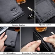 Leather Men Wallet RFID Genuine Leather 15 Card Slots Wallet Credit Card Holder