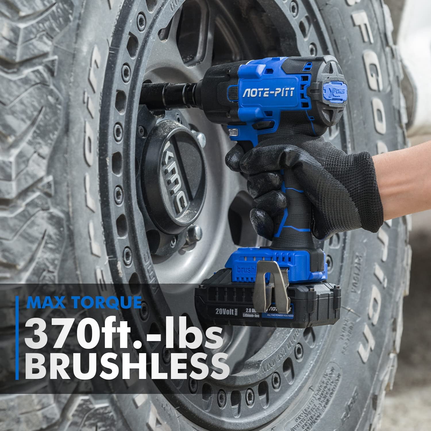 20V 370 Ft lbs Brushless Impact Wrench Kit 1 2 Inch Cordless