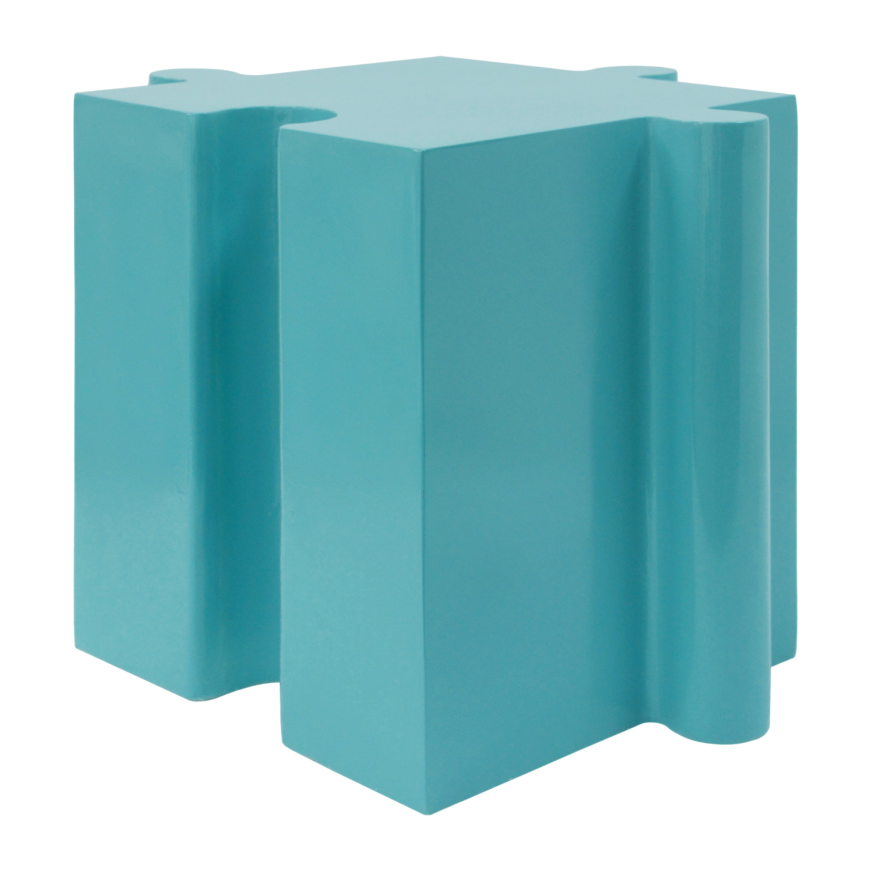Puzzle Art Side Table, Outdoor Modular Convex Edge Table for Patio Garden Indoor Outdoor, Light Blue