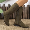 thumbnail image 4 of Fnooota Women's Knee High Boots, Side Zipper Pointed Toe Block Heel Non Slip Fall Winter Shoes Army Green Size 7.5, 4 of 4