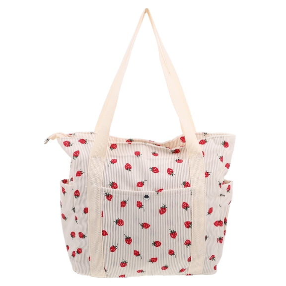 TABLZONE Strawberry Tote Bag for Women, Fashionable White Purse, Lightweight Handbag for Spring Travel