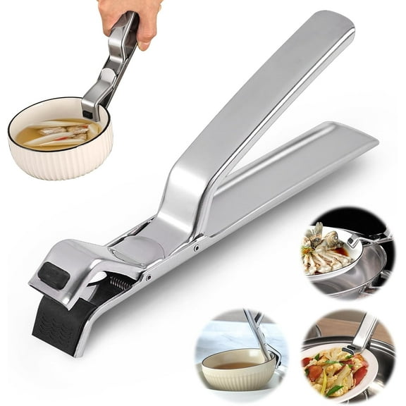 Upgraded Stainless Steel Hot Plate Gripper,Anti-Scald Stainless Steel Bowl Clip, Multi-Purpose Hot Bowl Dish , Kitchen Utensil for Bowls Pans Dishes