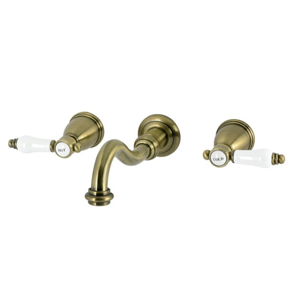 Kingston Brass KS3023BPL Bel-Air Two-Handle Wall Mount Roman Tub Faucet, Antique Brass