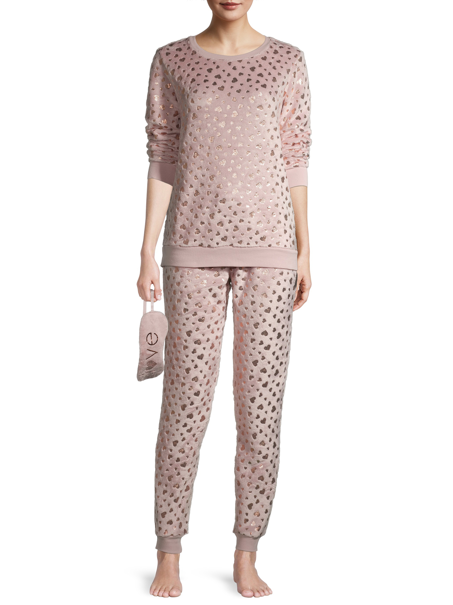 Secret Treasures Women's and Women's Plus Plush Winter Heart Twosies Set
