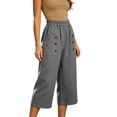 thumbnail image 6 of SwiftWear Womens Cotton Capri Pants Casual Wide Leg Elastic Waist Summer Lightweight Cropped Loose Pants with Pockets, 6 of 6