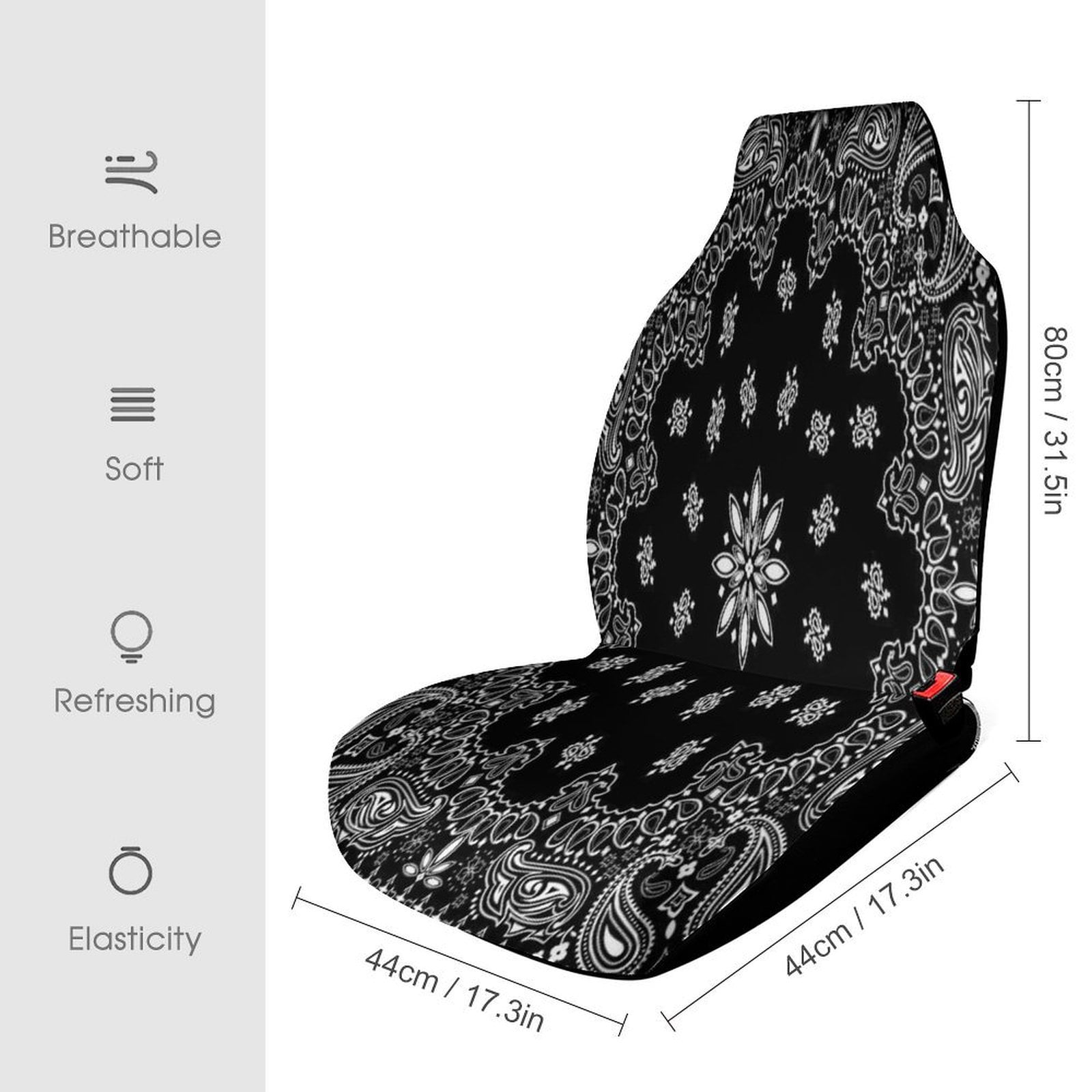 Bandana Pattern Set of 2 Car Seat Covers Seat for Carseats Front Seat Auto Car Interior Accessories Universal 2 Piece