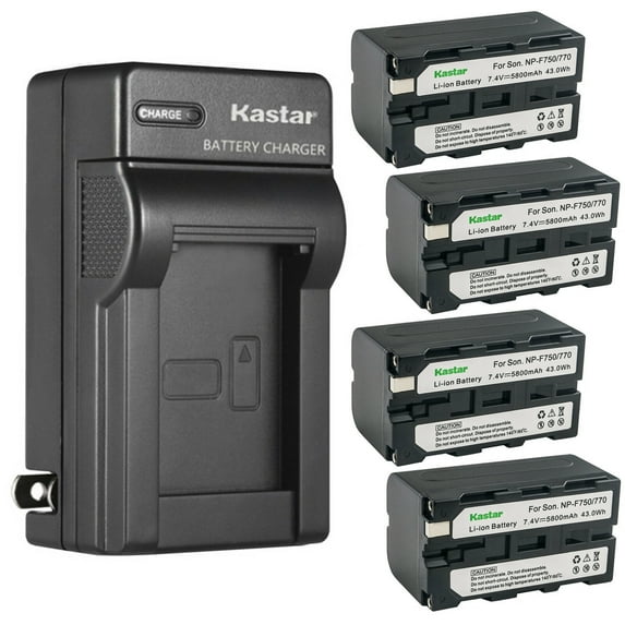 Kastar 4-Pack Battery and AC Wall Charger Replacement for Sony GV-D200 GV-D300 GV-D700 GV-D800 GV-D900 GV-HD700E HDR-AX2000 HDR-FX1 HDR-FX1000 HDR-FX1000E HDR-FX7 HDR-FX7E HDV-FX1 HDV-Z1 HVL-20DW