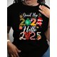 thumbnail image 1 of Camiseta navideña para mujer, con gráfico festivo "Adiós 2023, Hola 2025", manga corta, corte regular, primavera/verano con ligero estiramiento. Para adultos, hombres, mujeres, adolescentes, jóvenes., 1 of 7