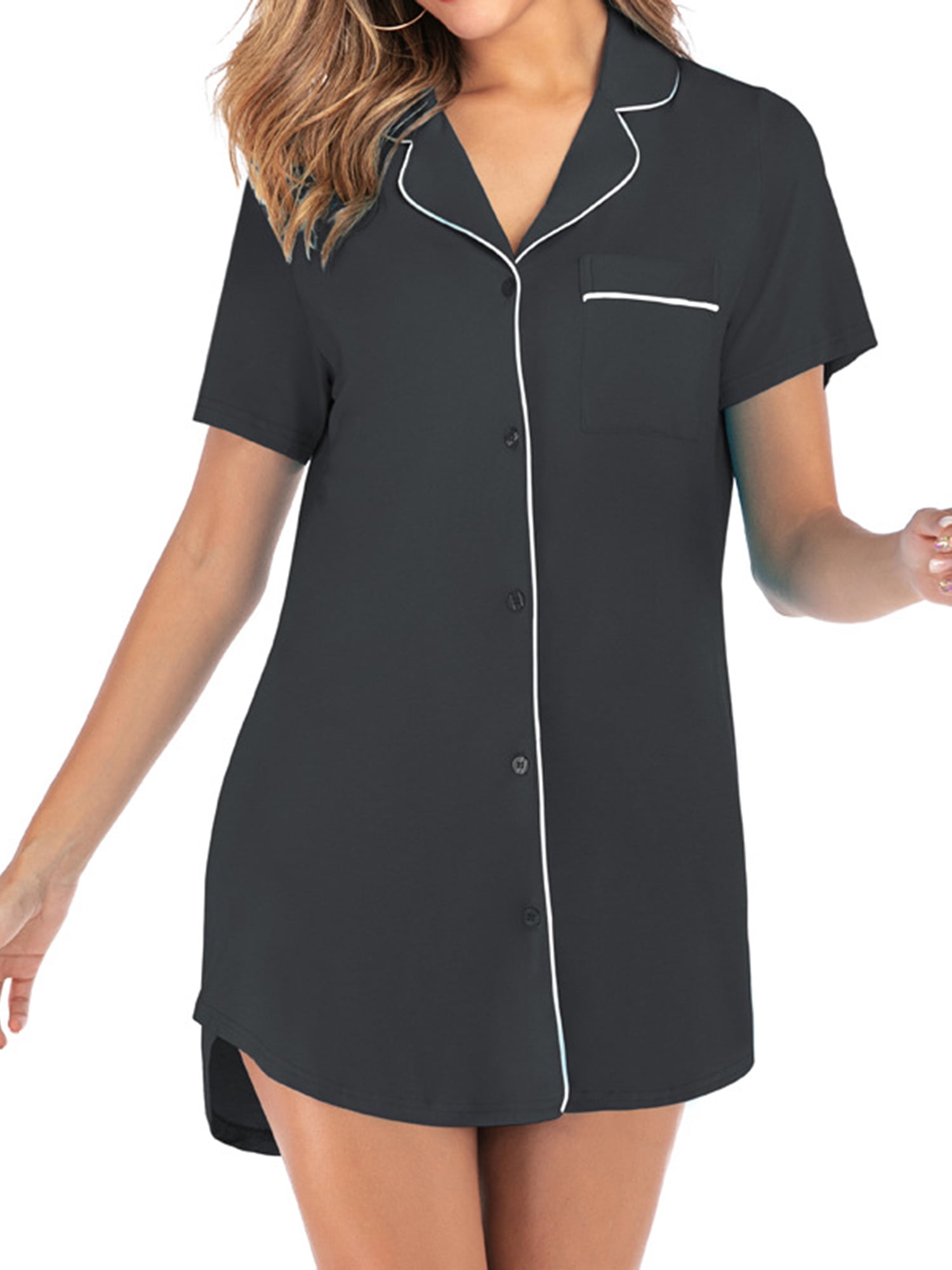 short sleeve button down nightgown