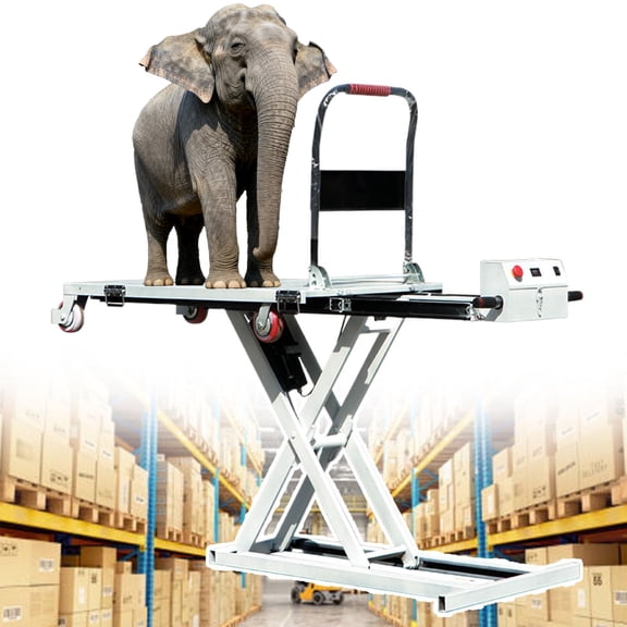 660lbs Hydraulic Lift Table Cart, 47" Lifting Height Electric Scissor Lift , Portable Scissor Jack With Four Wheels, Furniture Lift Mover Tool Set, For Material Handling & Transportation