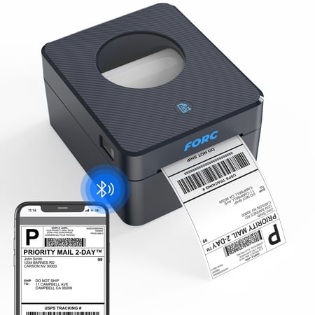 Forc Bluetooth Thermal Shipping Label Printer(No WiFi Connection, 4X6 Label Printer for Shipping Packages, Support Windows, Mac, iOS, iPhone, Android Carbon Fiber