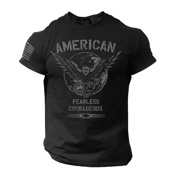 American Men's T Shirt Fearless Courageous USA Warrior Tee Rogue Style