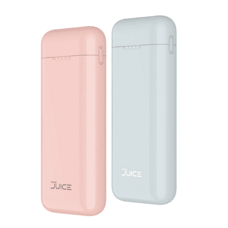 Tech Squared Nano Juice 10K mAh Portable Charger  w/ Qualcomm Quick Charge Pink & Gray (2pk)