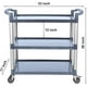 thumbnail image 2 of Carrito Utilitario de Plástico de 3 Niveles con Ruedas, Carro Rodante para Servicio Pesado para Cocina, Oficina u Hotel, Color Gris, 2 of 6