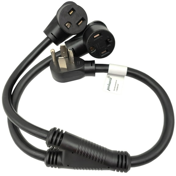 Parkworld 64279 NEMA 14-30P to 6-50R Splitter Cord, NEMA 14-30 Dryer 4-Prong Plug to Welder 6-50 Outlet and 14-30 Receptacle 3 Feet
