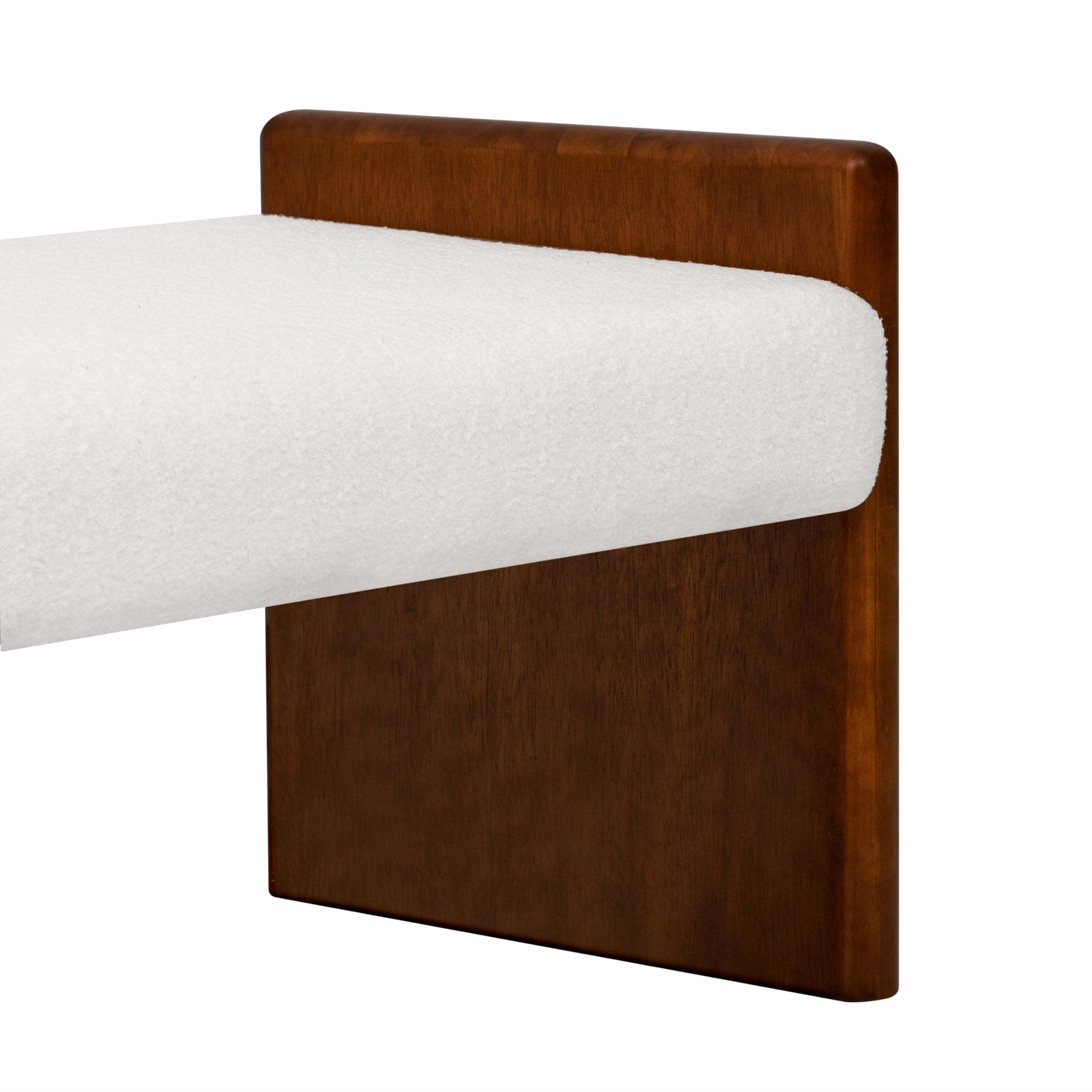 Christopher Knight Home 63" Modern Boucle Upholstered Decorative Ottoman Bench, Wood Frame, White