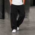 thumbnail image 2 of Glisme Pants For Men High Waist Straight Leg Loose Fit Solid Color Slacks Basic Clothes 2Xl Black, 2 of 8