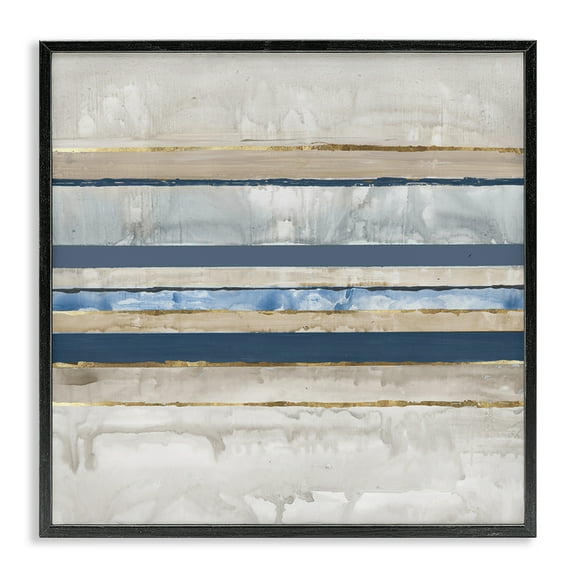 Stupell Industries Nautical Tone Stripes Abstract Painting Black Framed Art Print Wall Art, 12 x 12