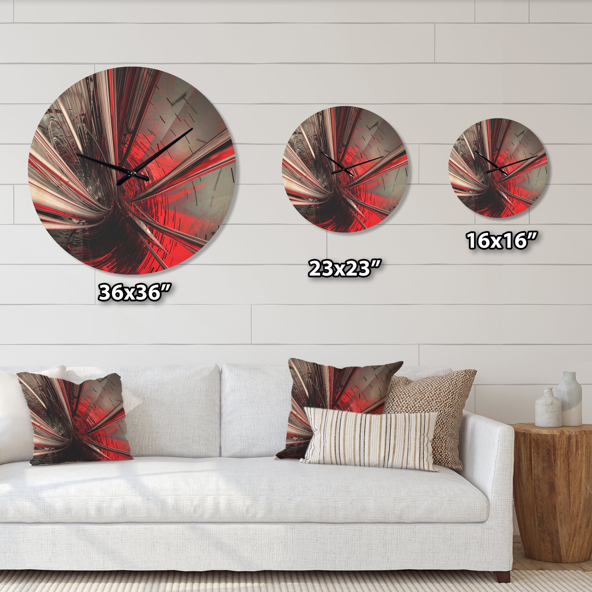 Designart 'Deep into Middle Fractal 3D' Modern Wood Wall Clock