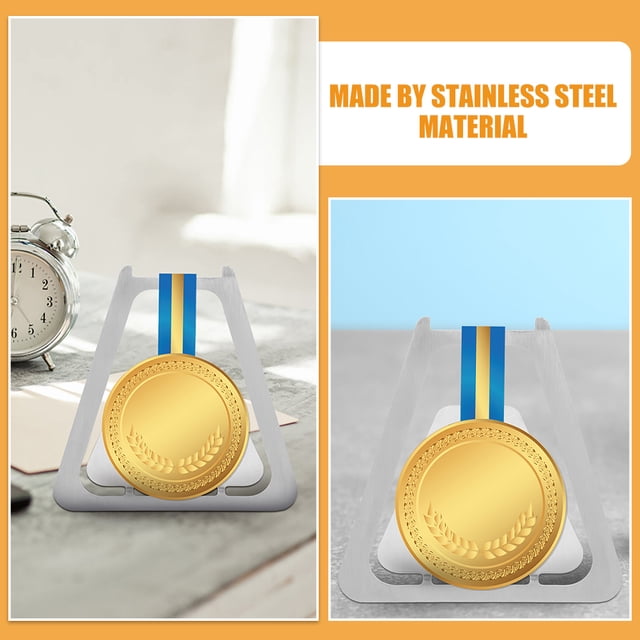 Raindrops 2Ud Portamedallas De Plateado Y Duradero Para Mostrar Y Trofeos