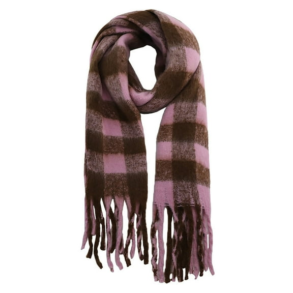 NMMUED Christmas Scarf Plaid Scarf Christmas Gifts for Women Christmas Scarves Winter Scarf Xmas Scarf Christmas Accessories Pink One Size